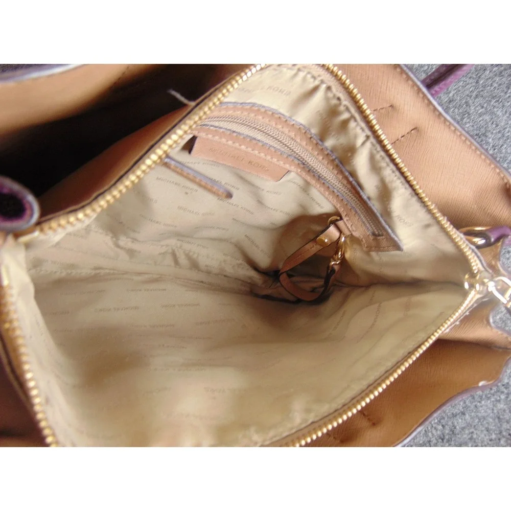 Michael‎ Kors Mercer Purple Pebbled Leather Large Tote Handbag Satchel FLAW